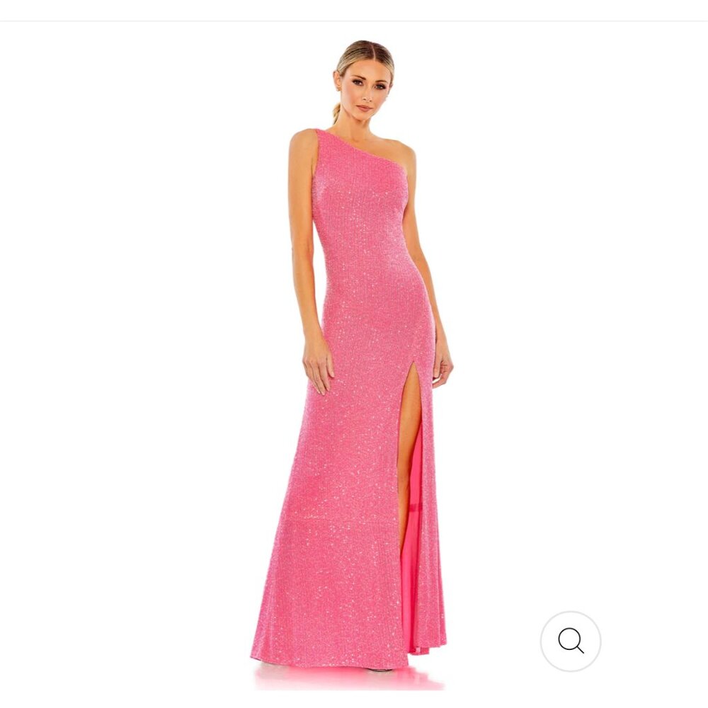 Mac Duggal Sequin One-Shoulder Drape Back Gown - Brand new *w/ one small callout